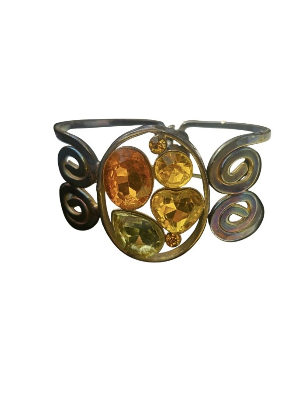 Gold-Tone Yellow Crystal Cuff Bracelet